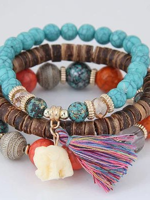 Ethnic Alloy Vintage Boho Beaded Tassel Bracelet