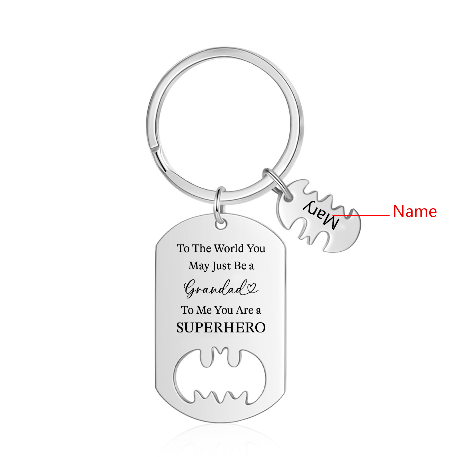 You Are A Superhero Keychain Personalised 1 Name Bat Keychain Engraved Gift for Dad/Grandpa/Grandad/Mom/Mum-Jessemade AU