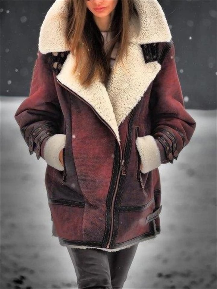 Thickened Fur Integrated Women's Lapel Coat -vasmok