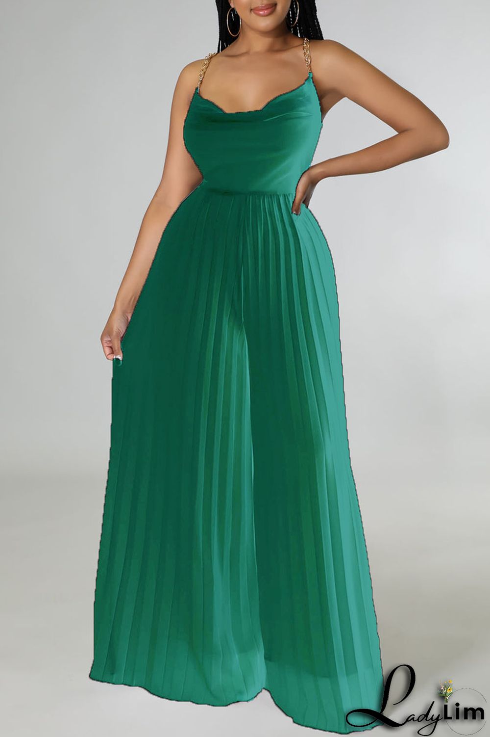 White Elegant Solid Patchwork Backless Fold Straight Jumpsuits