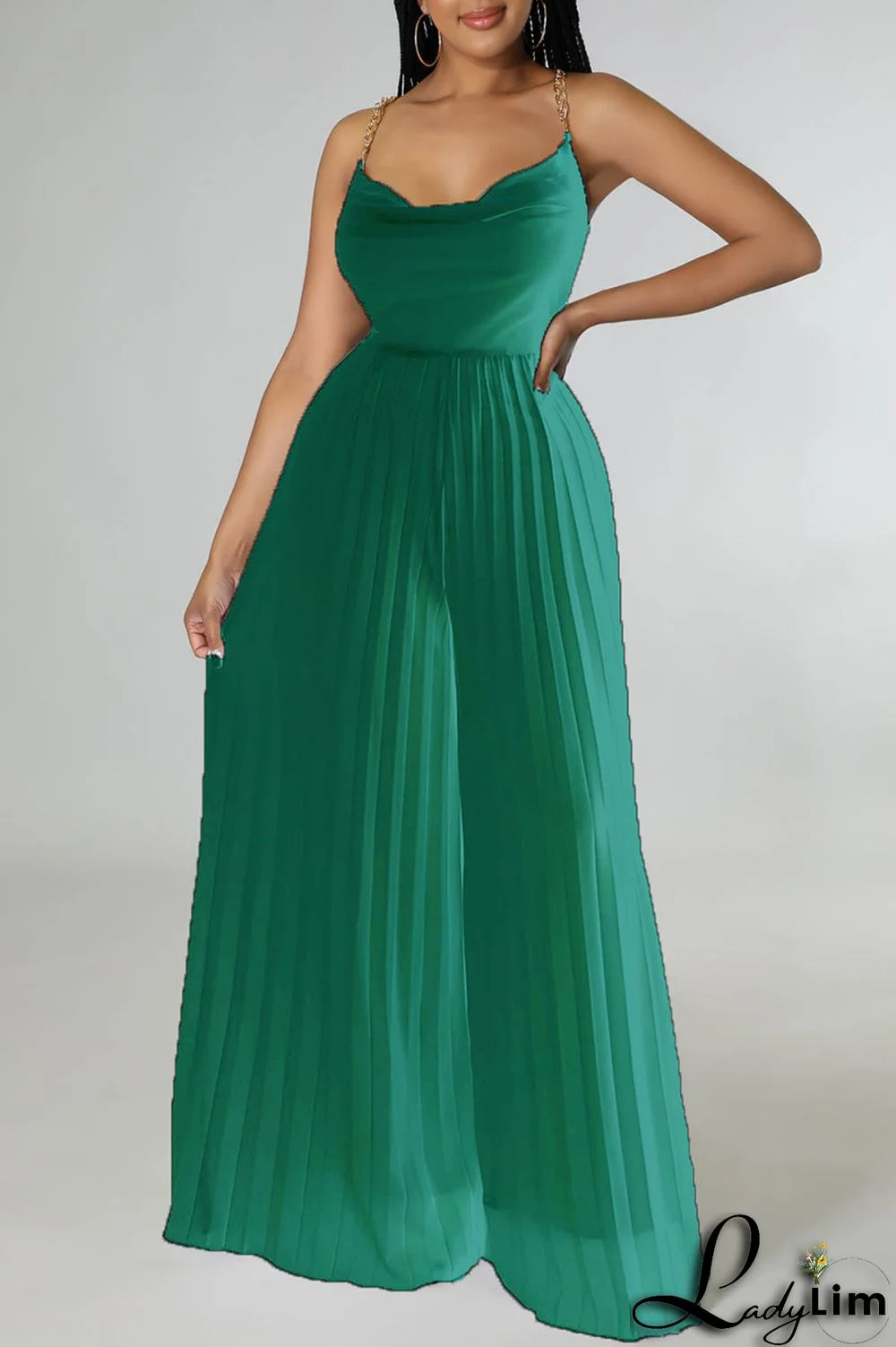 White Elegant Solid Patchwork Backless Fold Straight Jumpsuits