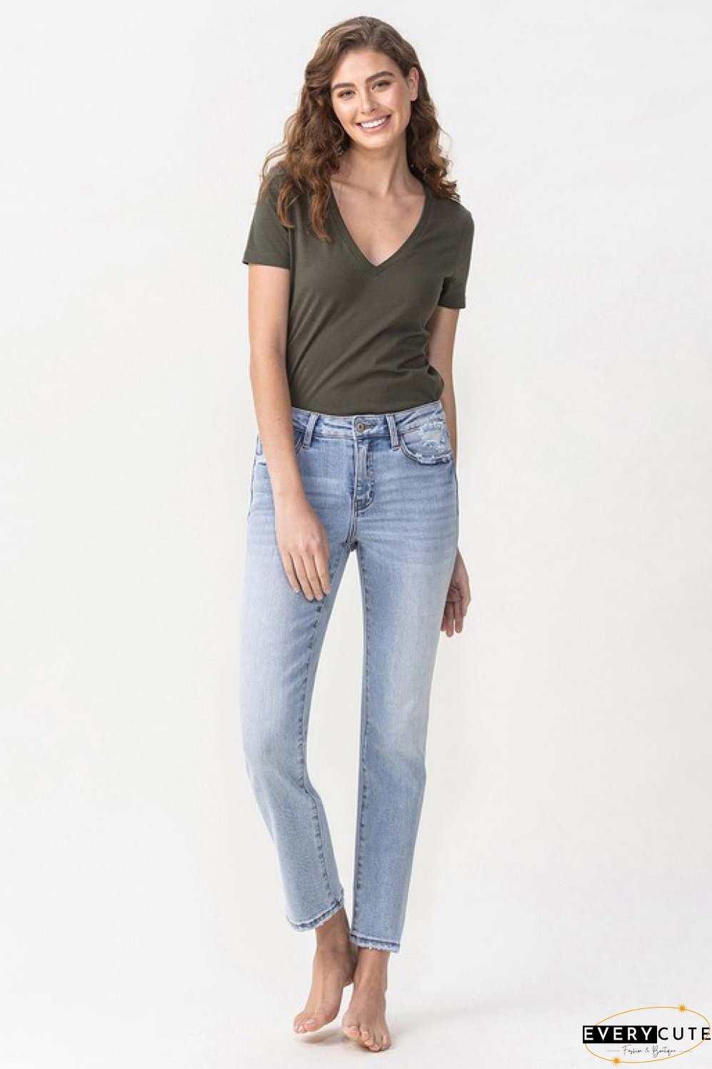 Lovervet Full Size Talia High Rise Crop Skinny Jeans