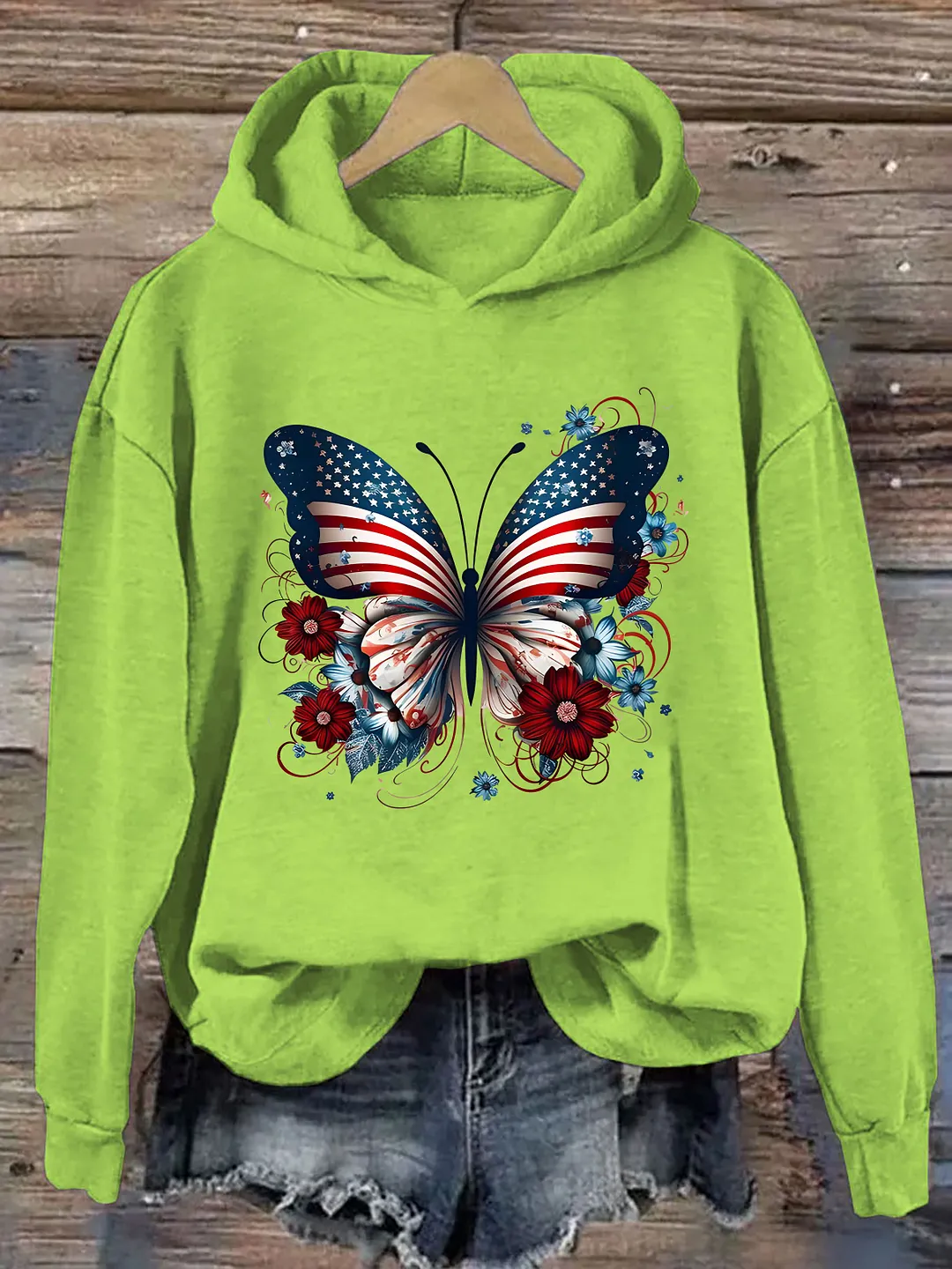 American Flag Butterfly Hoodie