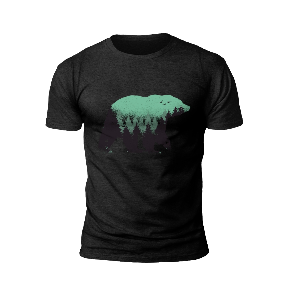 Bear's Backdrop: Silhouetted Forest T-shirt