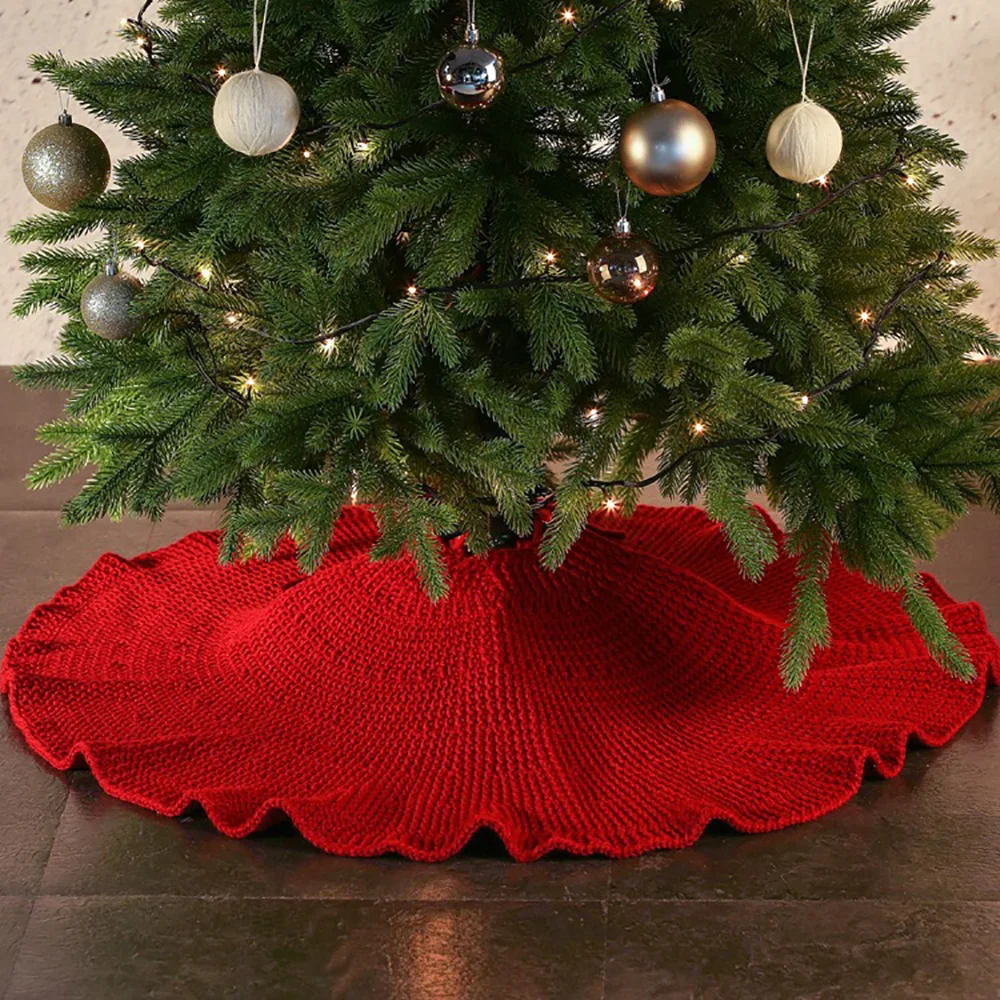 Vintage wool woven pleated Christmas tree skirt ornament