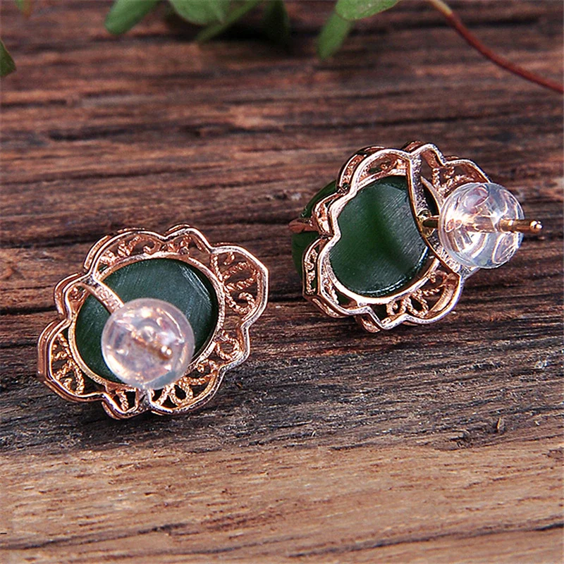 Chinese Natural Jade Green Hand-carved Drop Earrings Fashion Boutique Jewelry Men and Women Earrings Popular Gifts