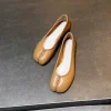 Split toe shoes for women wearing flat bottomed ballet shoes, genuine leather shallow mouth sheep's hooves single shoes