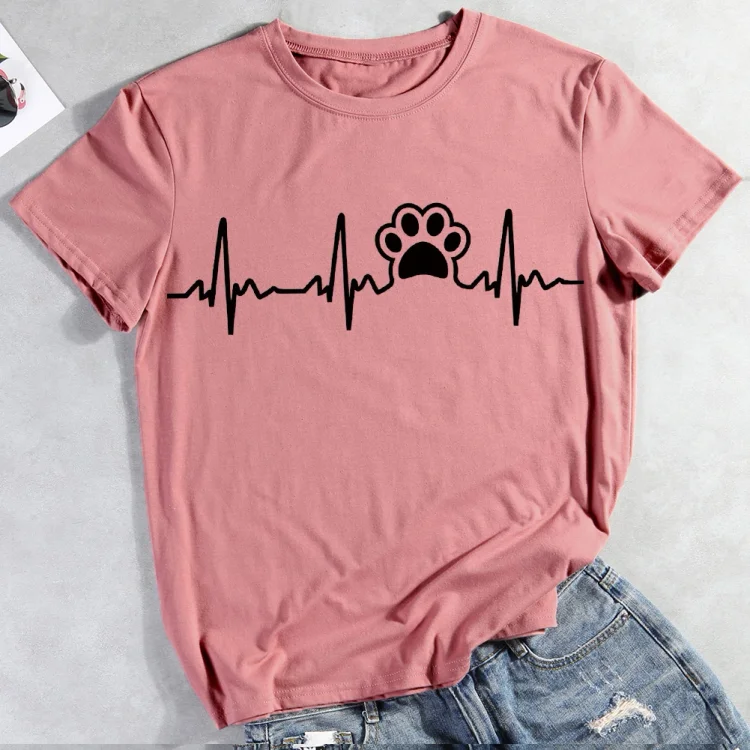 Dog paw heartbeat  Pet Animal Lover T-shirt Tee -01620