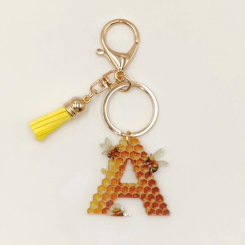 Classic Style Commute Letter Bee Arylic Unisex Bag Pendant Keychain