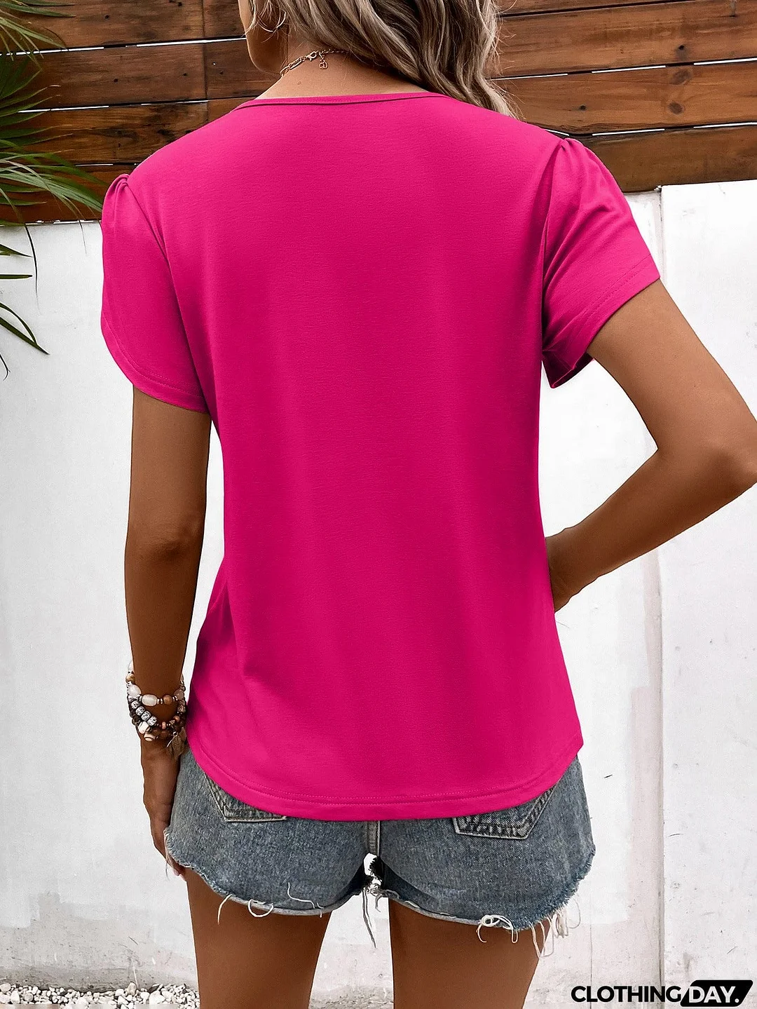 Strappy V-Neck Petal Sleeve Top