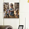 Girl Puppy Sheep Round Diamond Diamond Painting 30*30cm