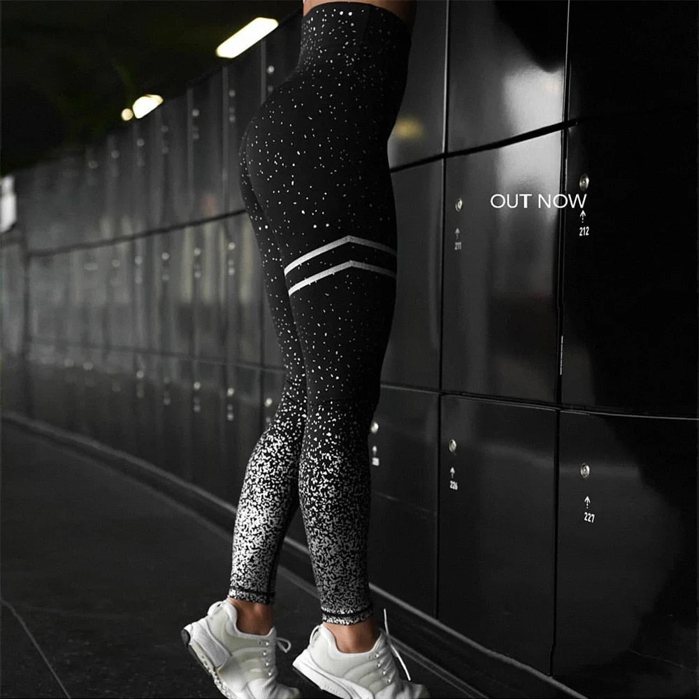 High Waist Fitness Leggings Women Workout Gold Print Leggings Female Activewear Leggins Sportswear Jeggings