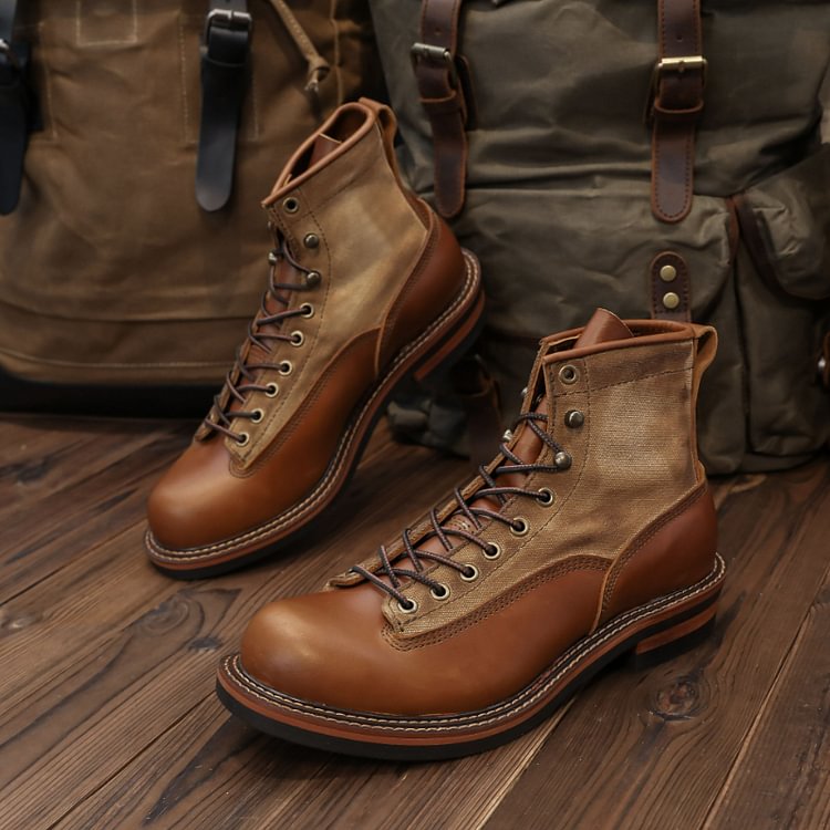Vintage Canvas and Leather Martin Boots Shoes