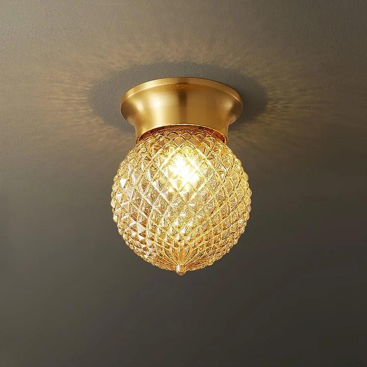 Reeded Globe Flush Ceiling Light