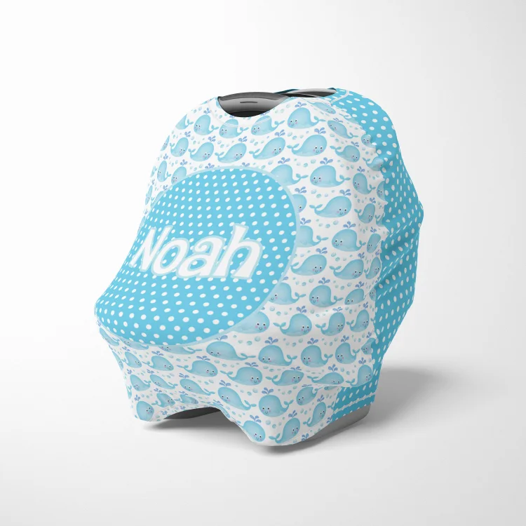Personalized Whale Baby Car Seat Canopy| Canopyl138