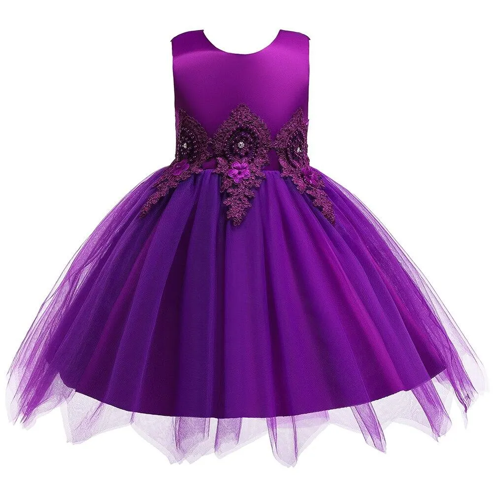 Korean Style Fluffy Princess For Girl Flower Clothes White Kids Bridesmaid Dress Party Layered Ball Gown of 0-6 Years Old
