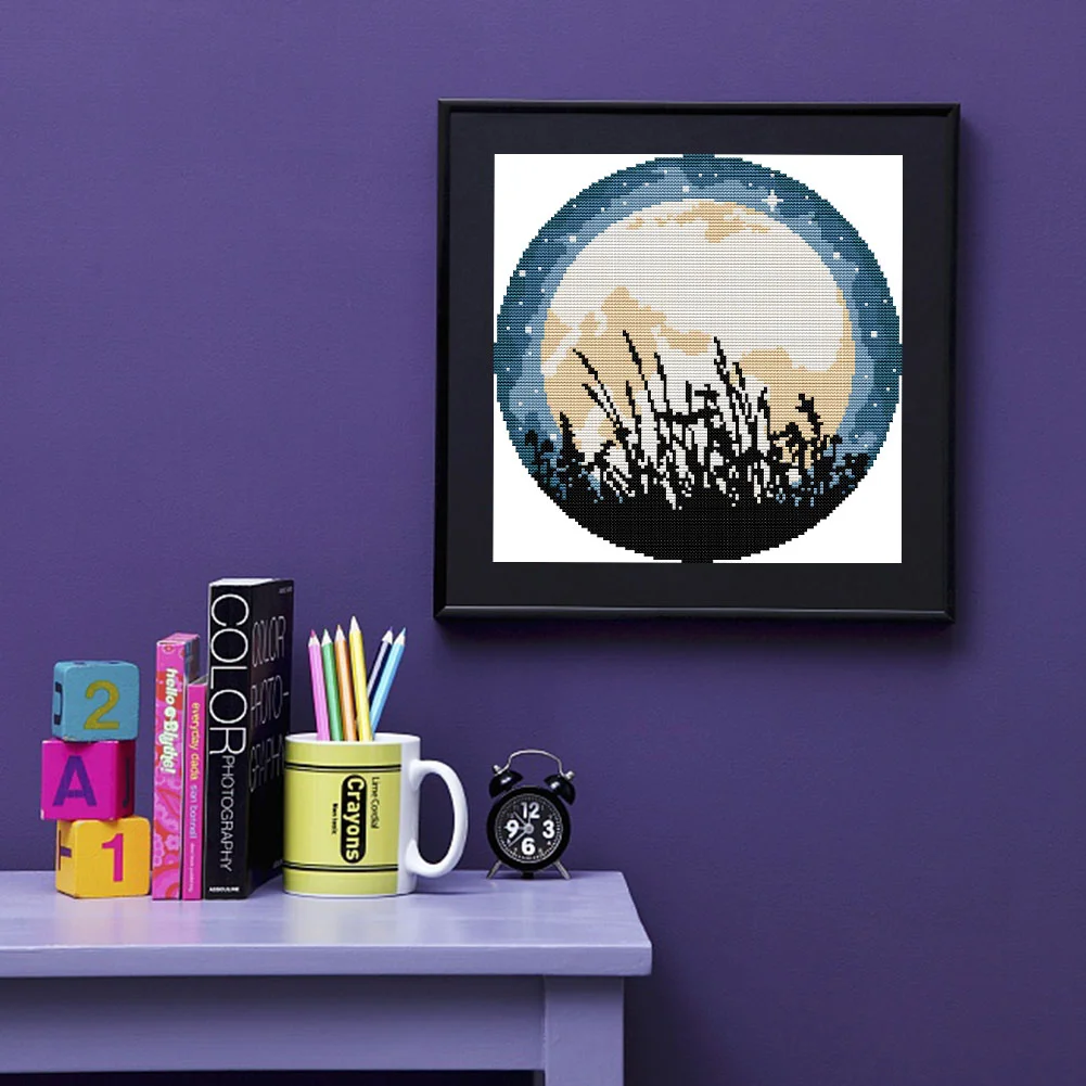 14CT Partial Printed Cross Stitch - Moon(31*31cm)