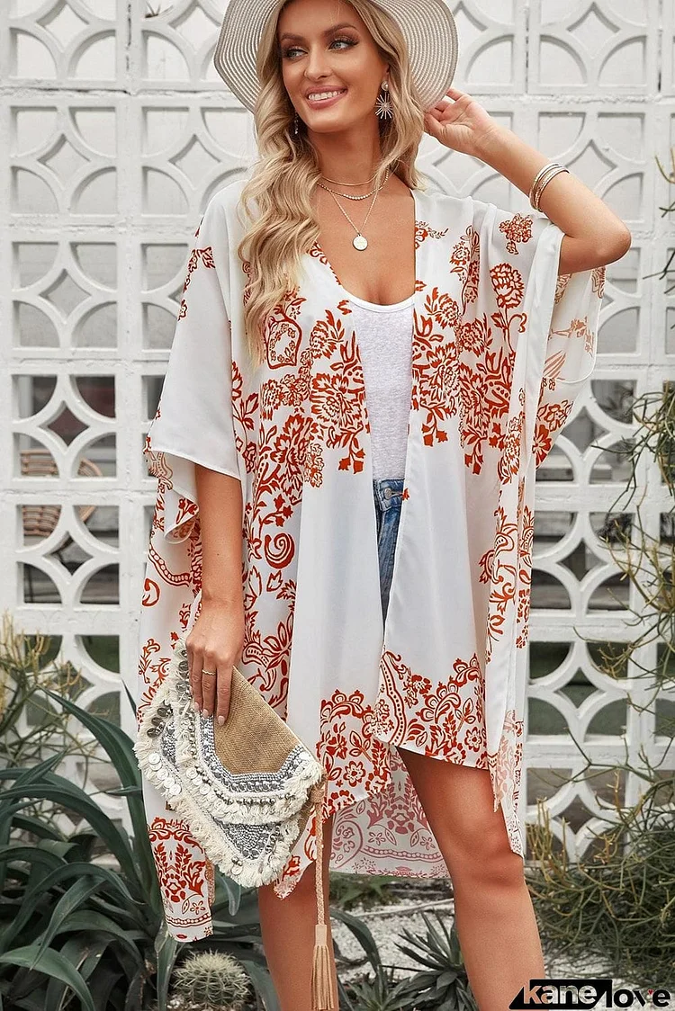 Floral Side Slit Cover Up