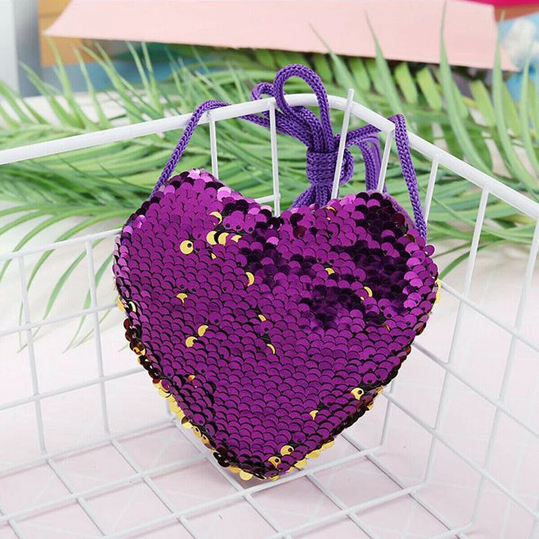 2019 Baby Accessories Ladies Girls Heart Coin Purse Bag Cute Sequins Small Tote Fashion Handbag Purse Kids Props Gifts