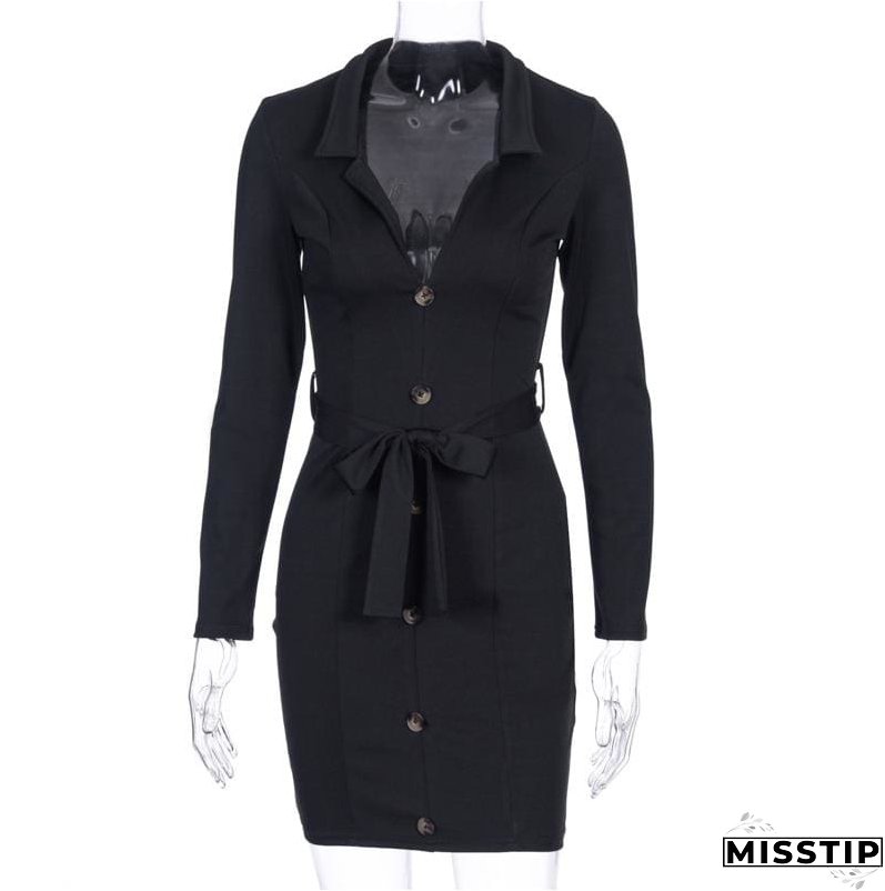 Office Lady Dress Women Long Sleeve Bodycon Ladies Dresses V neck Lace Up High waist bandage Slim OL vestidos Party Club Clothes