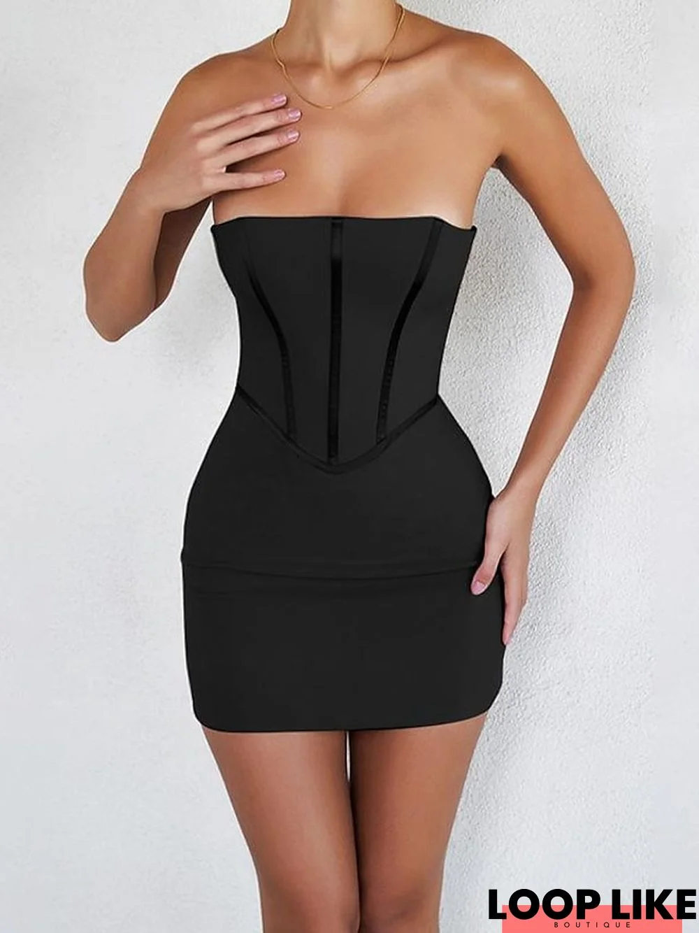 Women's Party Dress Corset Dress Sheath Dress Mini Dress Black Brown Sleeveless Pure Color Backless Spring Summer Off Shoulder Party Party Spring Dress Slim 2023 S M L