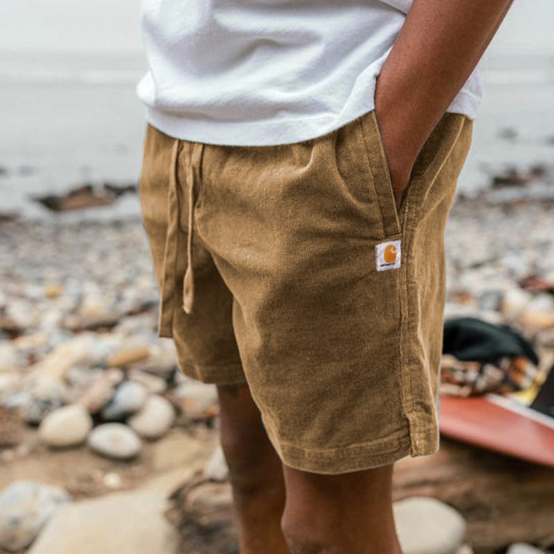 Men's Shorts Retro Corduroy 5 Inch Shorts Surf Beach Shorts Daily Casual Green Lixishop 