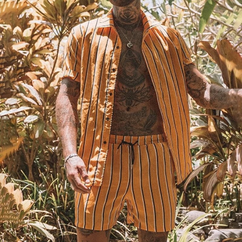Beach On Vacation Striped Shirt Match Set