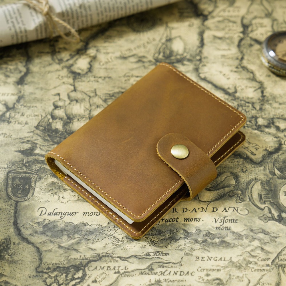Fromthenon Leather Loose Leaf Mini Pocket Travelers Notebook Planner Loose Leaf Journal Notebooks Stationery Supplies