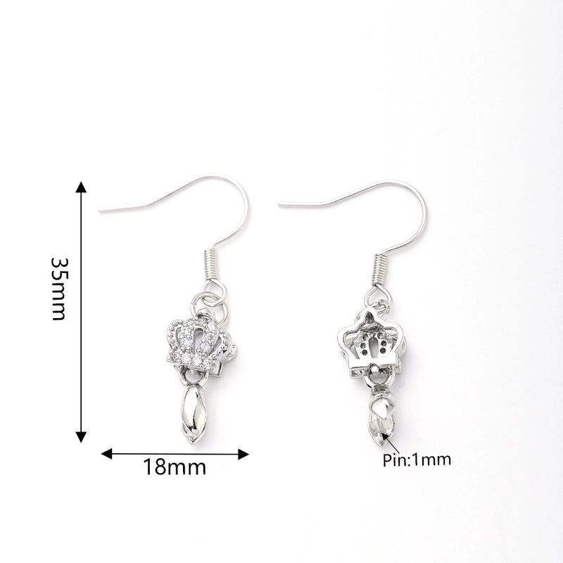 1 Pair/Package 34x18mm 35x18mm 36x18mm Copper White Gold Plated Leaves Heart Shape Crown Polished Hook Earring Findings Earring Findings