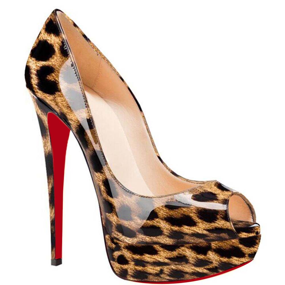 150mm Sky High Platform Red Soles Peep Toe Pumps Patent-vocosishoes