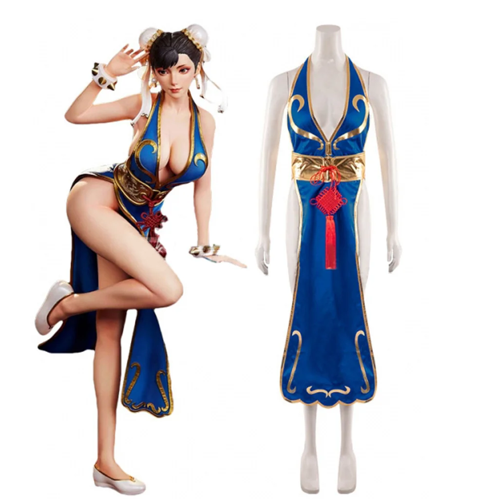 【Wetrose】In Stock Chunli Sexy Cosplay Costume Street Fighter V 6 5 Chun-Li  Chun Li Set Chinese Style Lingrie Halloween Party Wig