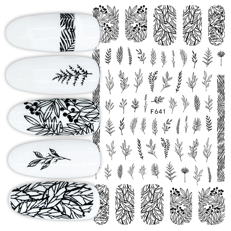 1PC Love Heart Designs 3D Nail Sticker Valentines's Day Black Red Transfer Decals Slider Gifts For Nails Decoration Manicures-Nail Inspo