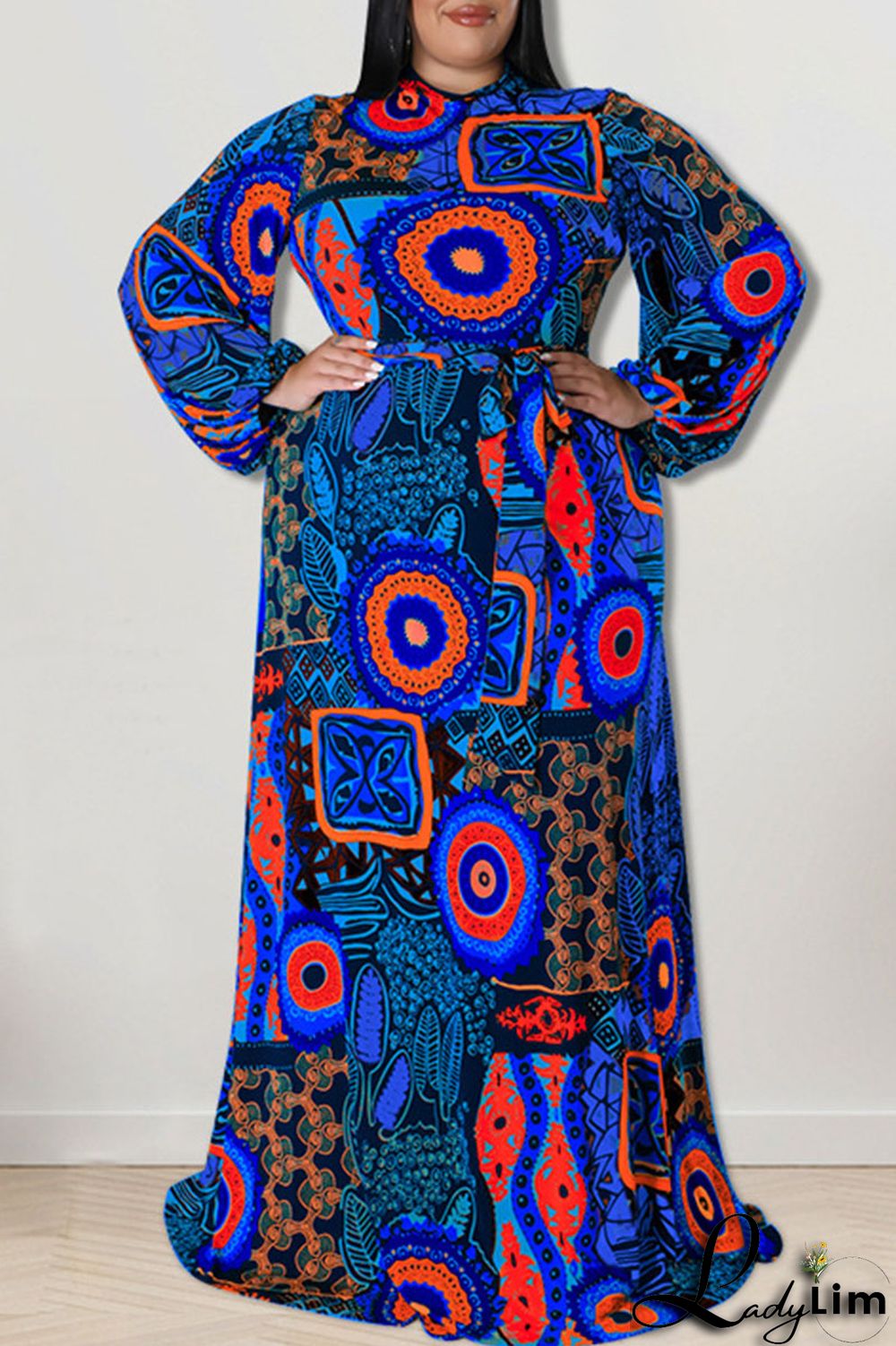 Black Fashion Casual Print Patchwork O Neck Straight Plus Size Dresses