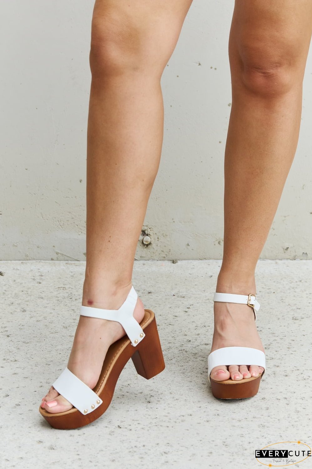 DDK Time After Time Wooden Platform Strap Heels