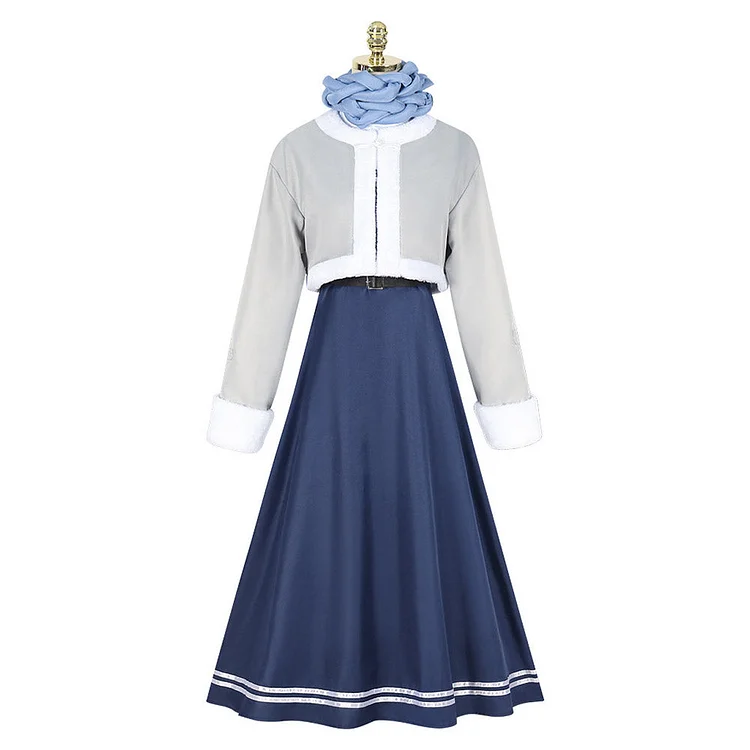 Frieren:Beyond Journey's End 2023 Fern Blue Dress Set Outfits Cosplay Costume Halloween Carnival Suit