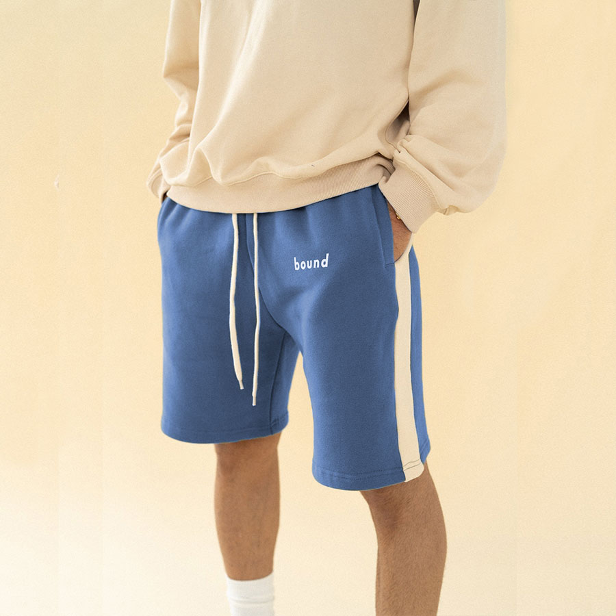 Blue Striped Jogging Pants Fashion Casual Sports Shorts / [blueesa] /