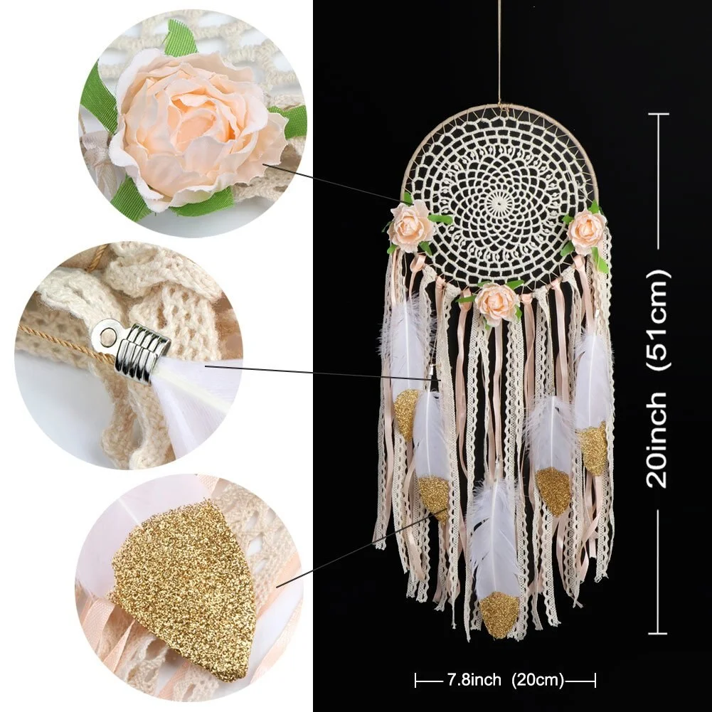 Boho Dream Catcher White Large Dreamcatchers For Wedding Decoration Home Decor Girls Kids Nursery Room Decoration Gift