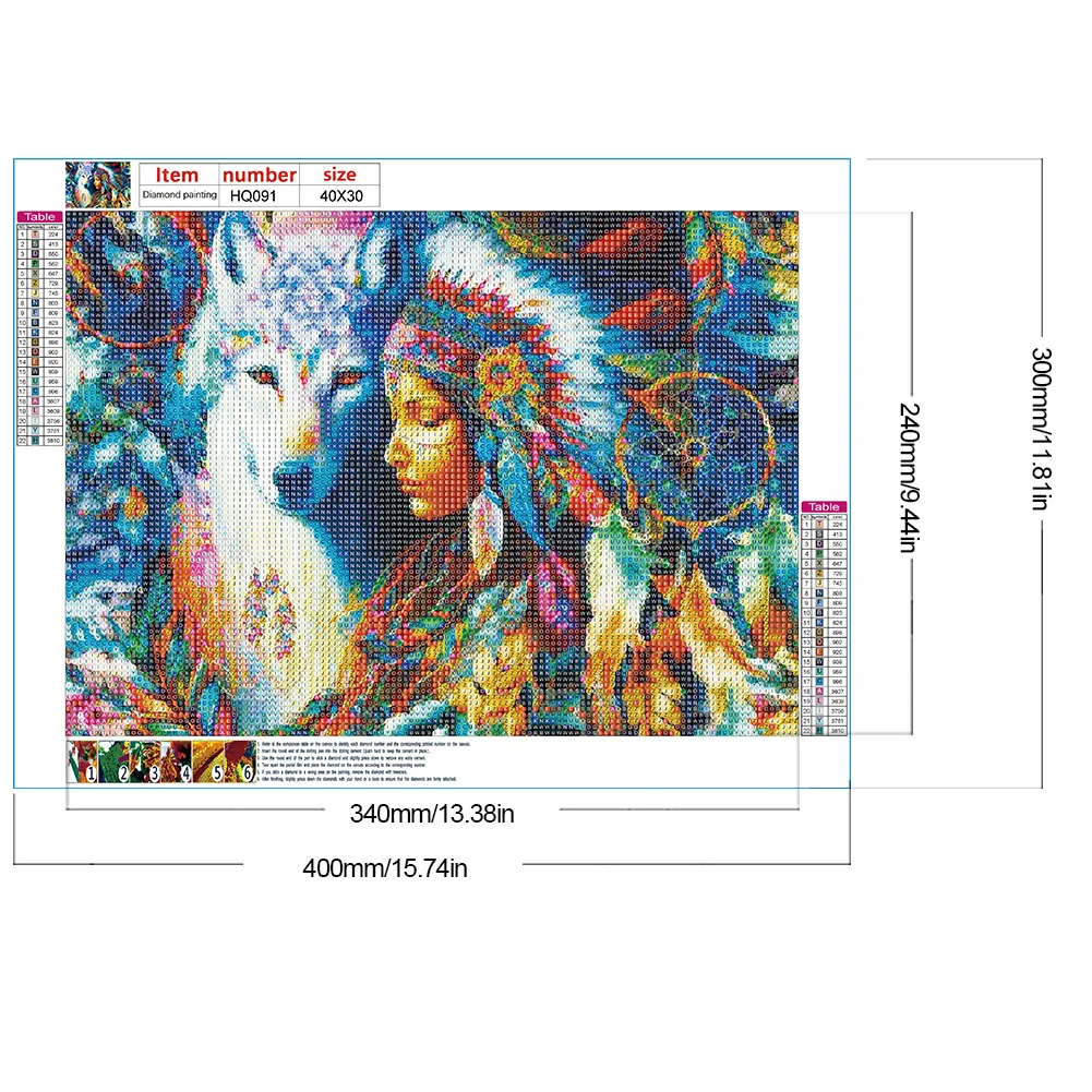 Diamond Painting - Full Round Drill - Indian Wolf(Canvas|40*30cm)