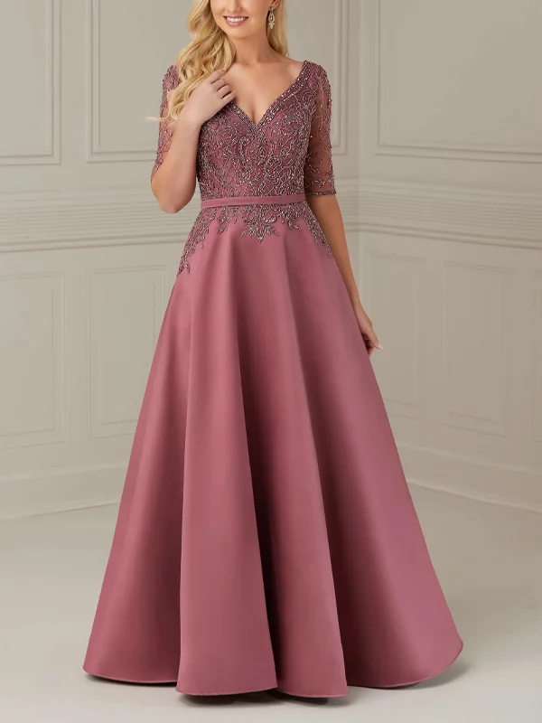 V Neck Short Sleeve Solid Color Lace Maxi Dress