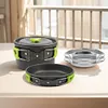 Camping Cookware Mess Kit Serves for 2-3 Person for Hiking Picnic (Green)