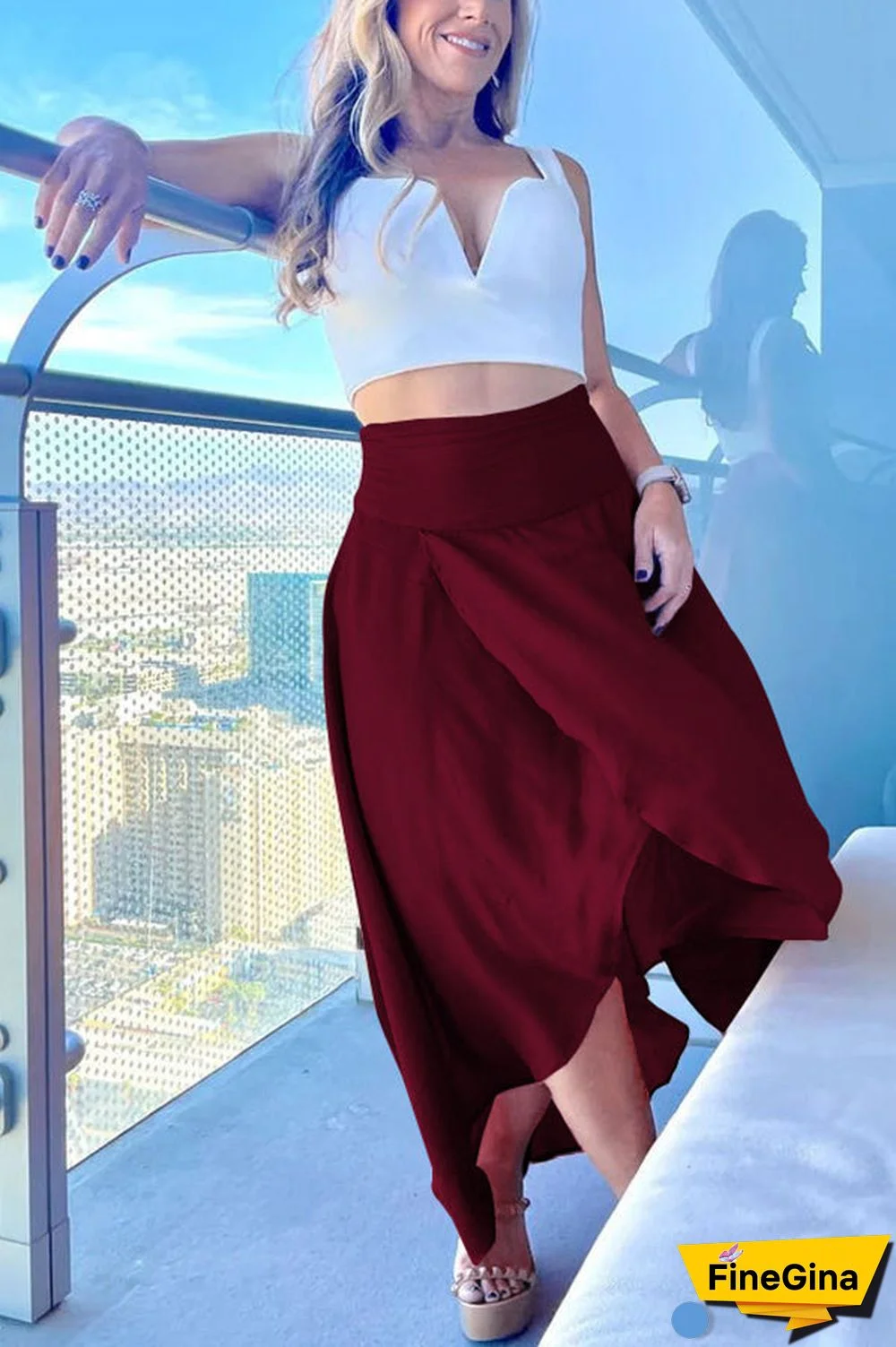 High Low Flare Shape Maxi Skirts
