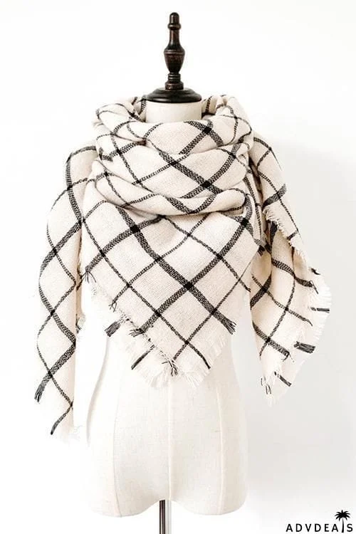 Tassels Plaid Scarf