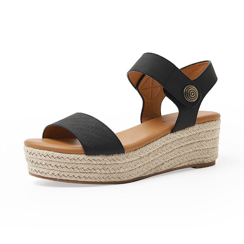  Summer Straw Platform Comfortable Simple Sandals