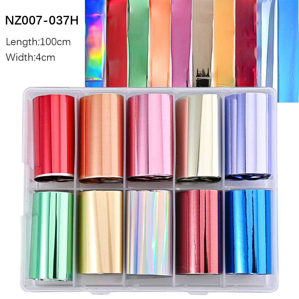 Kissbake 10pcs 4x100cm Nail Transfer Foil Paper Sticker Set Luxury Foil Nails Logo Transfer Nail Stickers Designer Fashion Nail Art Decal