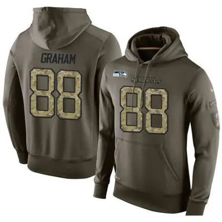 NFL Men's  Seattle Seahawks #88 Jimmy Graham Stitched Green Olive Salute To Service KO Performance Hoodie