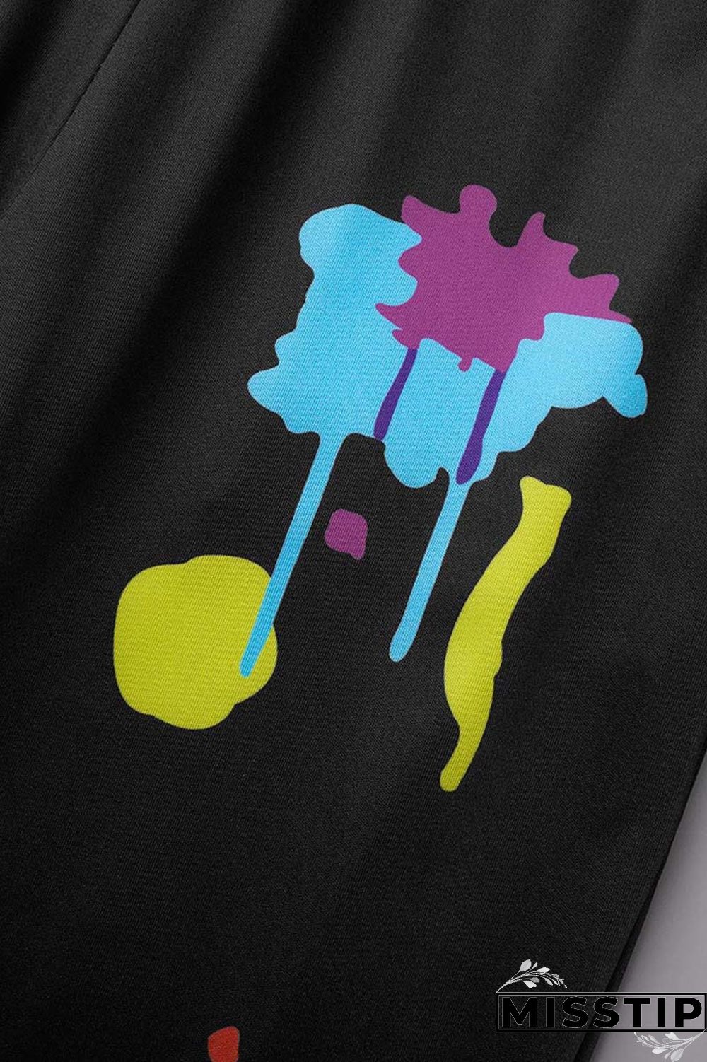 Black Casual Print Basic Hooded Collar Long Sleeve Two Pieces