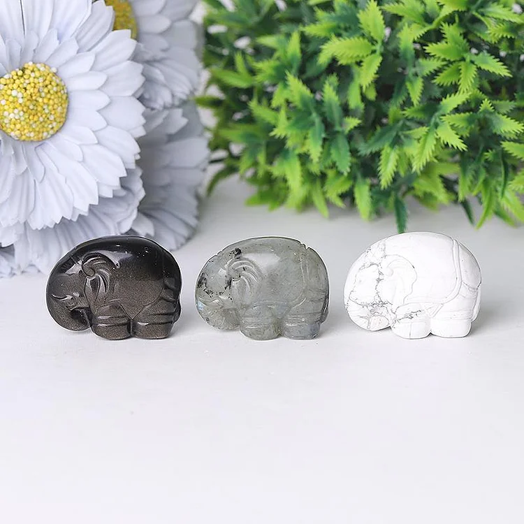 1.5" Elephant Crystal Carvings