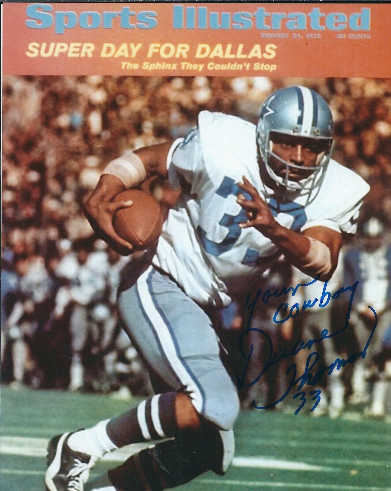 Autographed DUANE THOMAS Dallas Cowboys 8x10 Photo Poster painting - w/COA