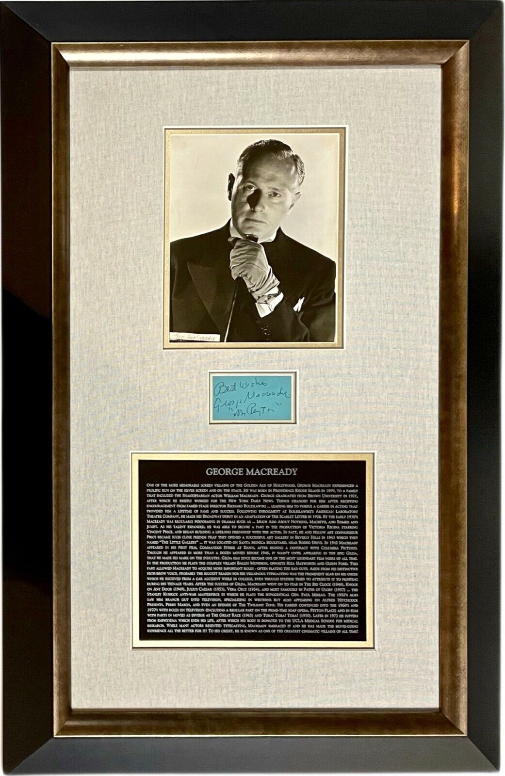 GEORGE MACREADY Autograph SIGNED ALBUM PAGE FRAMED Photo Poster painting MR. PEYTON RARE JSA LOA