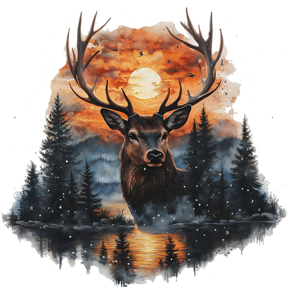 Forest Deer 30*30cm(canvas) full round drill diamond painting